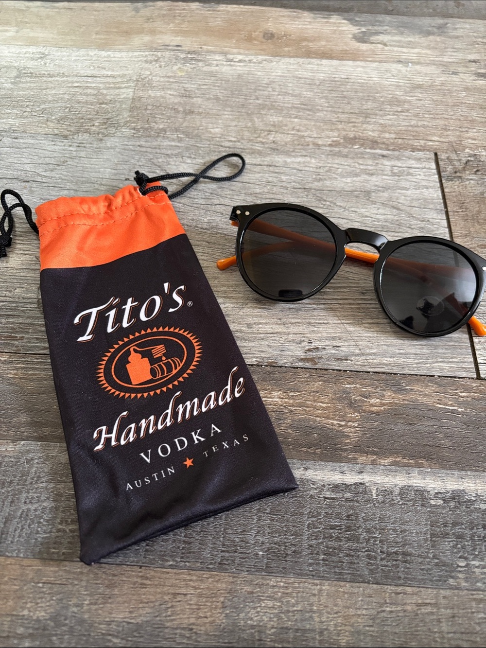 Black Frame Sunglasses with Orange Temples - Tito's